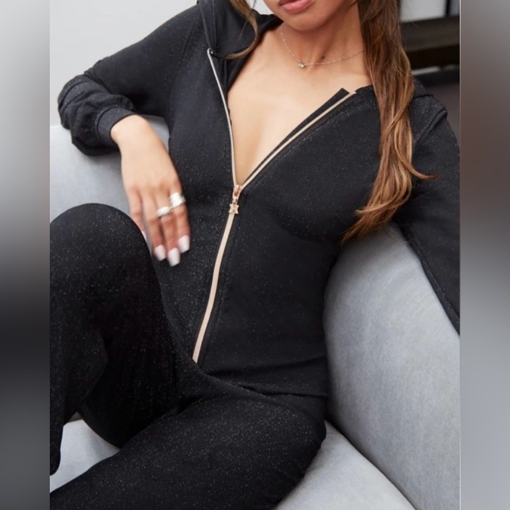 Savage x Fenty Sleep & Shine Black Metallic Pajama Onesie